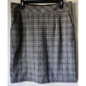 Architect Women's Gray Plaid Pencil Skirt Pockets Back Slit Poly Blend Size M